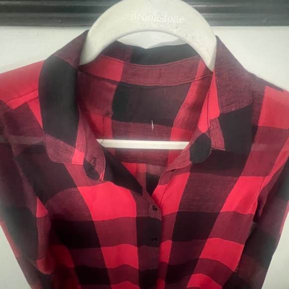 ZARA WOMEN’S CHECKERED PRINT SHEER SHIRTDRESS, SIZE SMALL, RED/BLACK - Picture 5 of 13